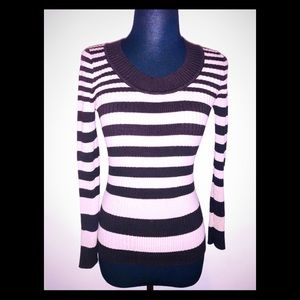 Cozy Long Sleeved Brown & Beige Striped Sweater